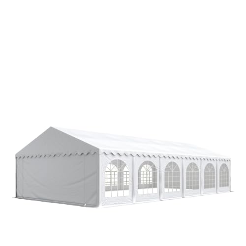Tente Barnum de Réception 6x12 m Bâches PVC 750 N Blanc Cadre de Sol Jardin