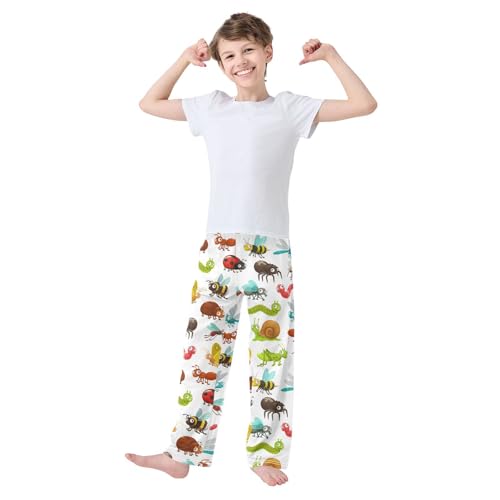 Caterpillar Bee Insect Boys Long Pants Soft Trousers Elastic Waist Kids Lounge Bottoms with Pockets S-XL2