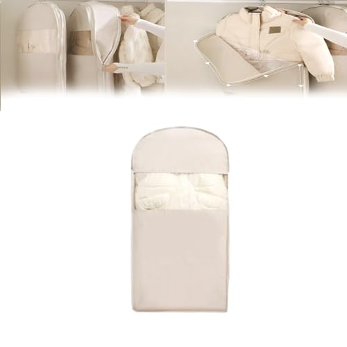 Taprinferior Hanging Garment Bag, Space Saving Hanging Garment Bag with Self Compression Zipper, 2025 New Space Saving Hanging Protector, Space Saver Closet Organizers (Beige, Medium)