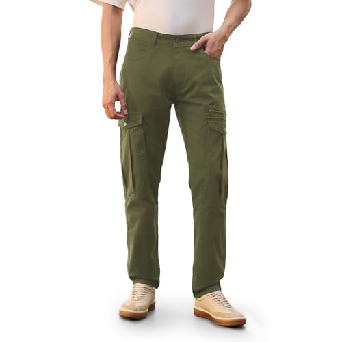 Image of NOBERO Men's Utility Cargo Pants | Cargo Pants for Men | Regular Fit | Multi-Pocket Utility Design | Durable Woven Fabric | Everyday Wear