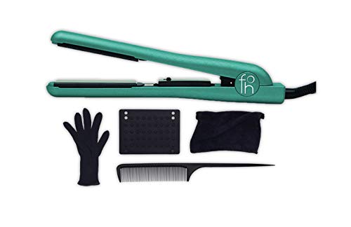 Fahrenheit Professional Hair Straightener, Heat Wave Edition, Gemstone Infused Tourmaline Ceramic Flat Iron Plates, Dual Voltage, 1.25 inch - Sage Green