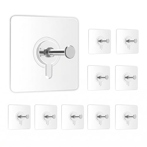 Image of AF ENTERPRISE Photo Frame Hooks for Wall Without Drilling, 10 Pack Self Adhesive Hooks for Wall Heavy Duty Strong Nail Free for Hanging Photo Frame (Hanging Hook, Transparent) Stainless Steel
