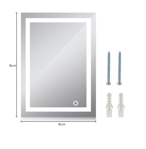 Miniatura 9 de Yizhe Espejos De Aumento Con Iluminación Led, Deluxe, De Pared, Para Afeitado, Espejo De Baño Premium,60x80 Cm