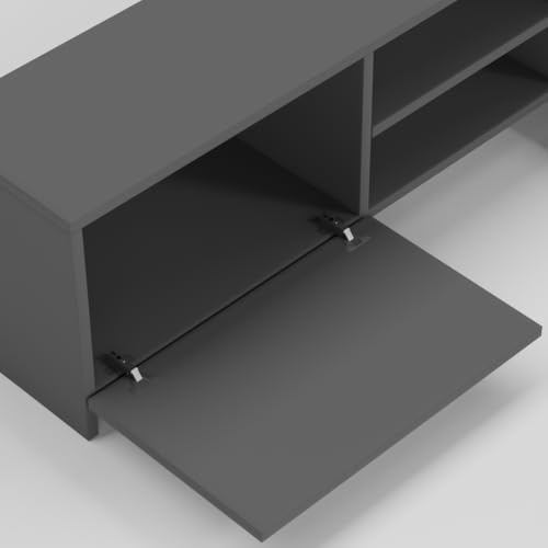 Image of Ansicraft Modern Living Room TV Stand with Open Display Compartment, Dual Side Storage Units, and Clean Contemporary Design for Home Decor | Assembly-DIY | Color-Grey