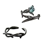 VALICLUD Anillos de Ajustables Diseño de Rosa Espinosa en Negro, 2 Piezas para Dedo Índice y Meñique, Anillo Decorativo Elegante para Obsequio de Aniversario y San Valentín