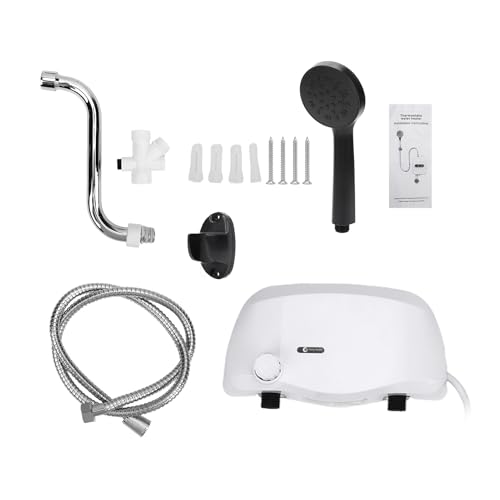 Mulcort Scaldabagno istantaneo MIni elettrico Tankless Scaldabagno a parete con pulsante di temperatura regolabile per casa camper cucina bagno IPX4 impermeabile