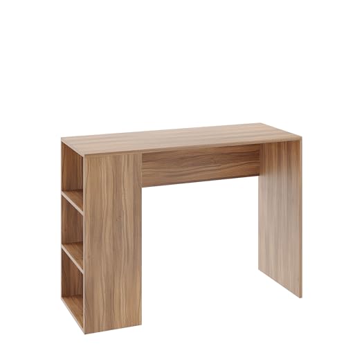 Image of FURNEASER Lexus Wooden Study Table with Side Storage Shelves, Modern Computer Desk for Home & Office (ST-LX80-L)