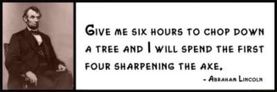 Abraham Lincoln Axe Quote Wall Quote - Abraham Lincoln - Give Me Six Hours To Chop Down A Tree And I  Will Spend The First Four Sharpening The Axe : Amazon.co.uk: Home & Kitchen