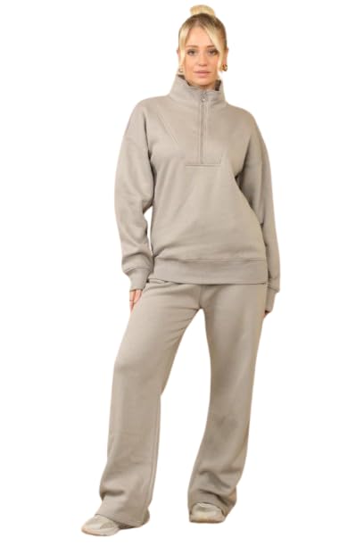 Ensemble combinaison polaire femme coupe ample contre le froid gris M-L