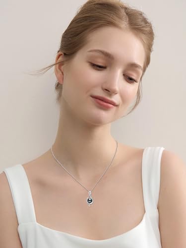 Tahitian Black Pearl Necklace 18K White Gold Plated 925 Sterling Silver AAA+ Handpicked Pearl Pendant Jewelry Gift for Mom Women2