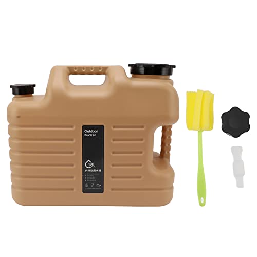 18L Water Bucket Large Capacity Outdoor Camping Water Container with Outlet Valve and Sealing Cover for Home and Camping Apricot Color 40 x 18.5 x 34cm