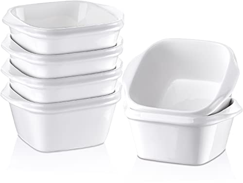 Soufflé Förmchen porzellan, LOVECASA Backform Kuchenform, 6-teilige mini Auflaufform Ofenformen für Crème Brûlée Dessert Souffle, quadratisch, Füllmenge 220 ml, optimale Füllmenge 200ml Cover