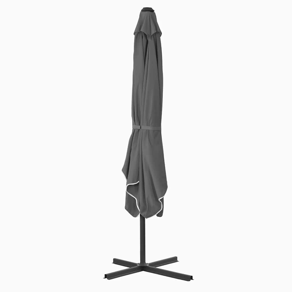 Generisch Parasol ogrodowy ze stalowym masztem, 250 x 250 cm, zielony, odporny na promieniowanie UV poliester, obracany o 360 stopni, stabilny stojak i 4 żebra zapewniają trwałość w ogrodzie.