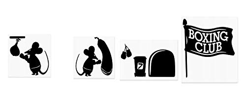 spb87 MOUSE Boxing fight MMA Motivation Fitness Gym Punch Bag Workout Minie Hole Home Live Kids funny wall art decal stickers Baseboard Kids Mice Skirting Board
