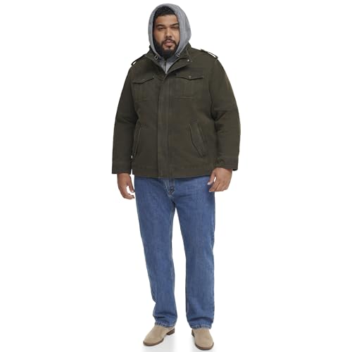 Image of Levi's Men's Washed Cotton Hooded Military Jacket (Regular & Big & Tall Sizes)