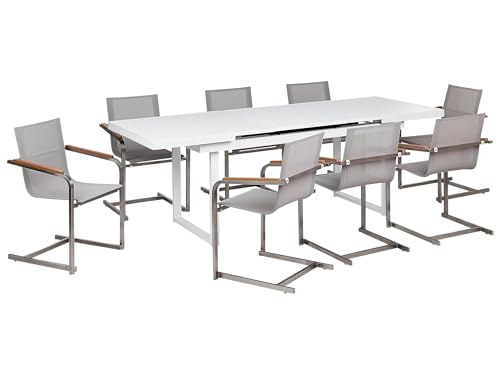 Beliani 8 Seater Garden Dining Set Outdoor Furniture Aluminium Stai...