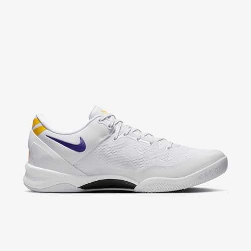 Kobe VIII Protro Basketball Shoes (HF9550-100, White/University Gold/Court Purple)3