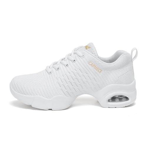 SECHRITE Jazz Sneakers for Women Men Split Sole Dance Sneakers White Hip Hop Dance Shoes Lace Up...