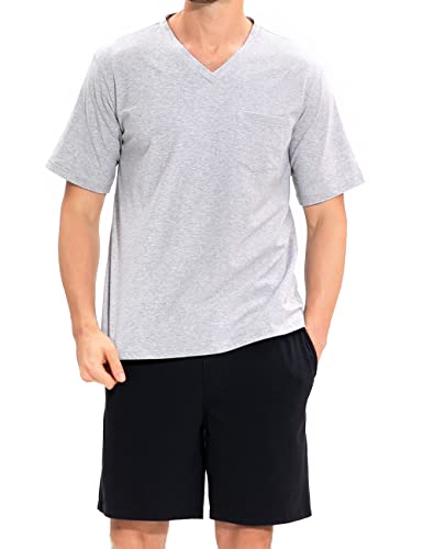 SANQIANG Lightweight Soft Cotton Spandex Stretchy Long/Short Pajamas Set for Men 2 Pieces Casual Men's Sleepwear S-XXL