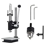 Manuelle Plattenpresse mit Bohrfutter und Messuhr, Verstellbare Stanzmaschine, 160 Kg Druck, Geeignet for Prägen Von Leder und Kunststoff(Round head)