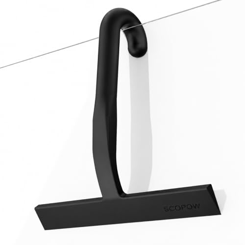 Shower Squeegee for Glass Doors - 10 Inch Ergonomic Round Grip, All-in-One Silicone Design with Built-in Hook Design for Easy Hanging, Efficient for Bathroom, Tile Wall, Car
