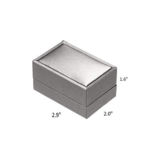 Pu Leather Double Ring Box Case For Wedding Engagement Gift Box (Silver Gray) #TOP4