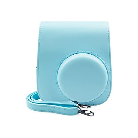 FUJI Instax Mini 11 Case, MUZIRI KINOKOO Protective Case for Fujifilm Instax Mini 11/Mini 9/Mini 8/Mini 8+ Camera Carrying Bag PU Leather Case with Photo Stickers (blue) Cover