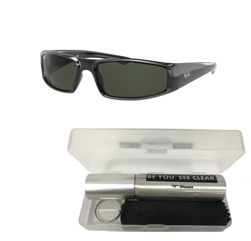 Ray-Ban RB4335 Sunglasses Bundle: RB 4335 601/71 Black Dark Green and Eyewear Cleaning Kit2