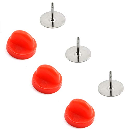 Lind Kitchen 50 Set Silver Tie Tacks Blank Pins with Red Rubber Pin Back Cap,Butterfly Clutch Backings Pin Cap Replacements Badges Lapel Pin Holder Clasps