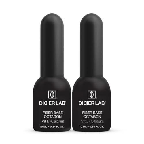 DIDIER LAB - Premium Fiber Base Gel de Uñas Octagon Clear - Sin HEMA ni TPO - Gel Base Coat para Pintauñas Semipermanentes con Vitaminas y Minerales - Fiber Base Uñas Fuerte y Flexible - 2x10ml