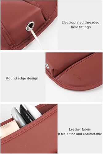 Image of Automaze Car Seat Gap Filler Organizer, Premium Leather Seat Gap Filler for Car Truck SUV, Universal Seat Gap Storage Box, Adjustable Car Seat Storage Box for Phones, Glasses, Wallets, Keys (Dark Red)
