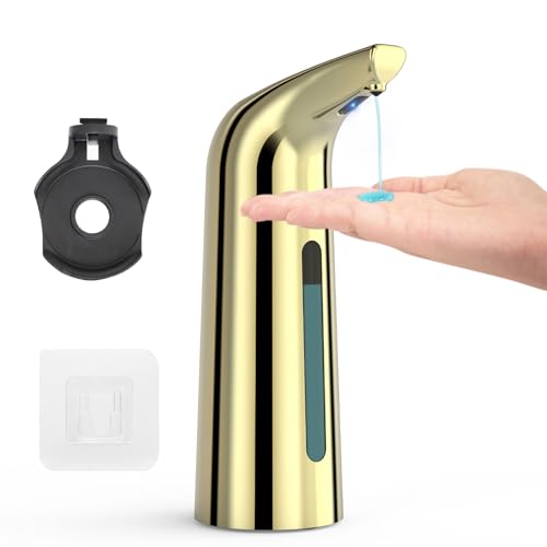 Dispenser automatico di sapone touchless per il bagno e il lavello della cucina, 14 oz/400ml Disnpenser elettrico da banco a batteria per sapone liquido con sensore a infrarossi (Oro)