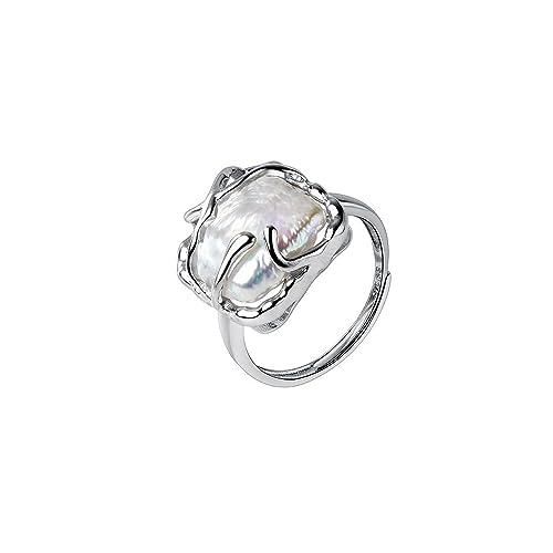 Bague perle baroque femme IMINI en argent sterling 925 ajustable tendance