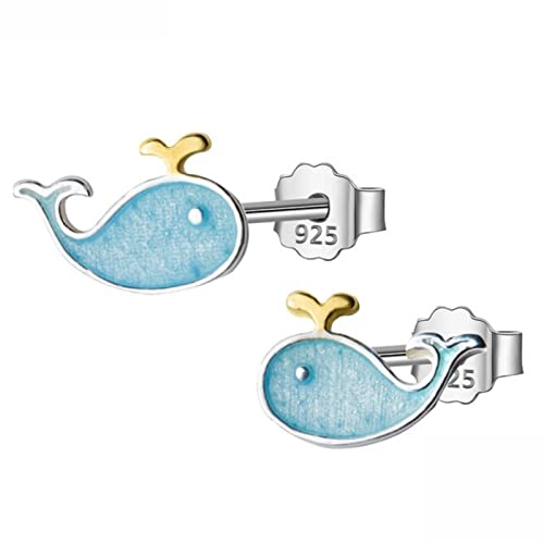 Boucles d'oreilles baleine bleue en argent idéal pour fête de mariage et soirée