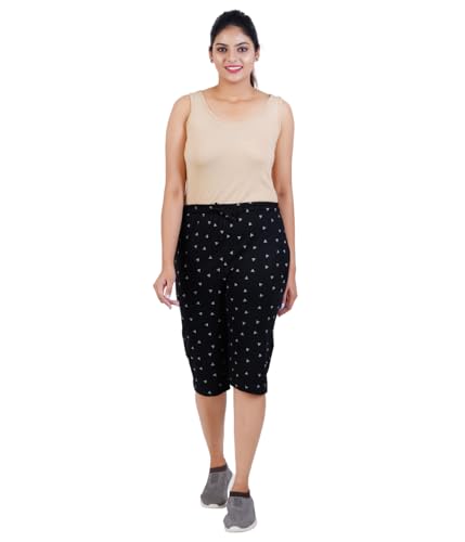 Image of FEEL TRACK Women Cotton Regular Fit Printed Capri (Pack of 1)