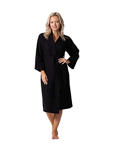 Turkish Linen Waffle Knit Lightweight Kimono Spa & Bath Robes for Women - Quick Dry - Soft