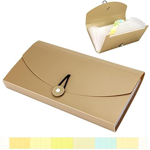 Oak-Pine 13 Pocket Receipt Folder/Expanding Coupon Currency Organizer with Label/Plastic Check Bill File Storage/Small Accordion Card Ticket Holder Wallet for Office Home (Khaki) Cover
