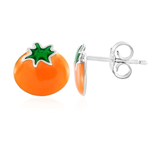 Pendientes de plata 925 de tomate naranja estilo bohemio para niñas 2