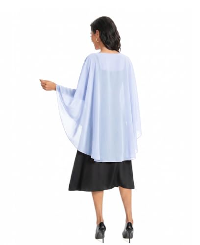 Image of Baoqiya Chiffon Capes Sheer Capelets Long Cape Poncho For Women Plus Size