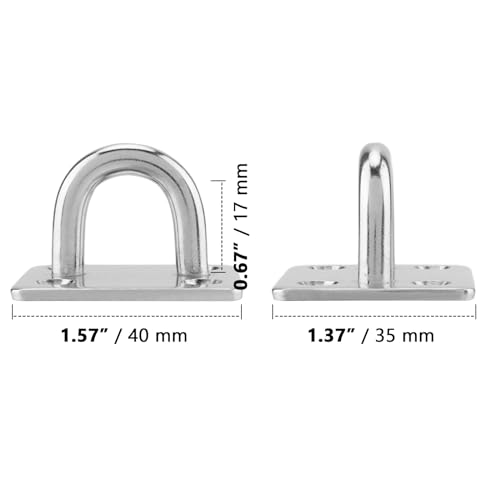 ZOENHOU Pack of 4 Eye Plates, 40 x 35 mm, Stainless Steel Eye Plate with Eyelet, Eyelet Plate, Wall Eyelet, Deck Plate - Image 2