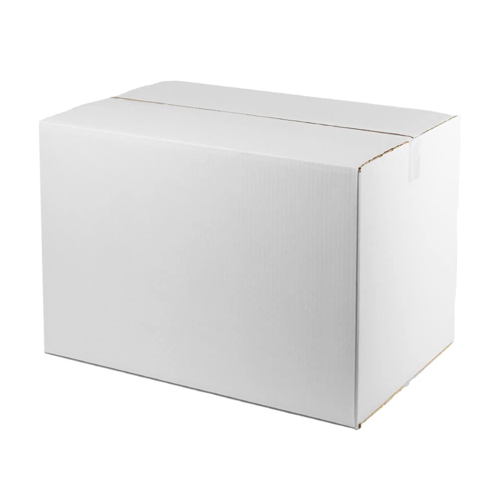 Pack 20 cajas cartón color blanco medidas interiores largoxanchoxalto en centímetros: 60x40x40 cm. Cajas cartón con solapas canal simple reforzado para envíos, paquetería, mudanzas, regalo…