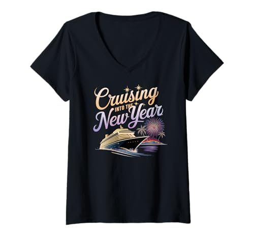 Womens Cruising Into the New Year 2026 New Year's Eve Cruise Party V-Neck T-Shirt