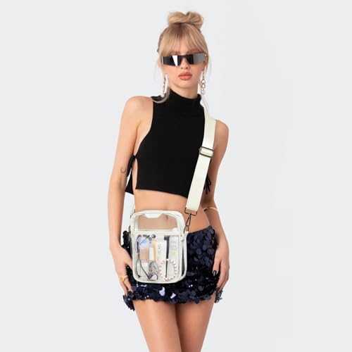 Image of LATMAP Clear Bag for Stadium Events 12x6x12 Clear Purse with 3-Zipper Pockets Crossbody Handbag Tote for Concerts Sports