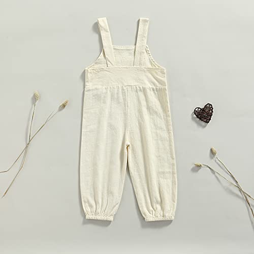 Toddler Baby Girl Boy Overalls Clothes Simple Style Solid Wide Shoulder Straps Suspender Trousers Unisex Kid Outfit (Apricot,5-6 Years) #TOP4