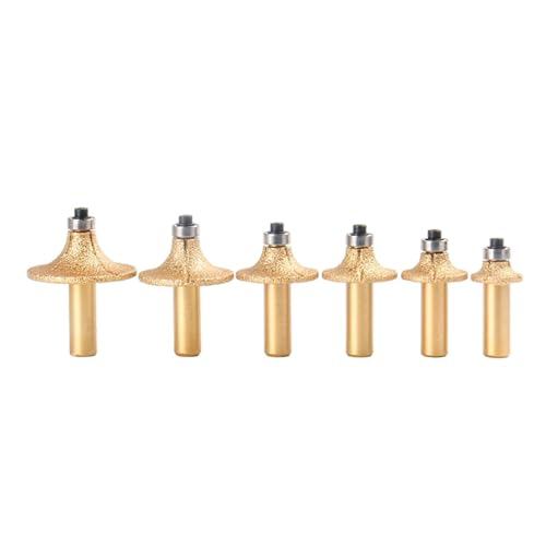 CJJNXYZMD Brazed Diamond Router Bits for Granite Marble Router Profiling Cutting Stone Edge Engraving Tools 1Pcs(6PCS)