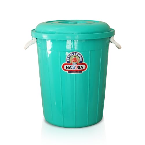 Image of Nayasa Bucket 102 with Lid- 100 Ltrs, Plastic Water Storage Bucket| Unbreakable Multipurpose Storage, Green