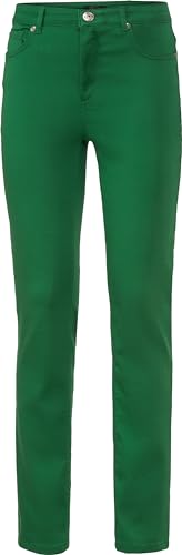 Emilia Parker Jeans Damen, Mid Waist Stretch Jeans Regular Fit, Damen Jeans Superstretch in 5 Pocket-Style, Gerader Beinverlauf, Grün, Gr. 42