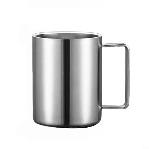 Taza de café de acero inoxidable con tapa, diseño de doble pared para bebidas frías y calientes, para viajes (400 ml)