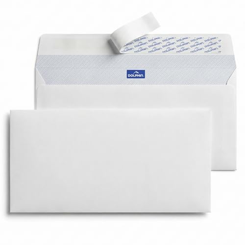 Dolphin White Envelopes 4 x 9 Inch (#10) Self Seal Peel & Seal Mailing Envelopes 80 GSM Business Posting & E-commerce Use Pack of 50