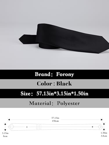 Forony Solid Ties for Men with Pocket Square Sets Mens Necktie Ties Formal Tuxedo Wedding - Image 5